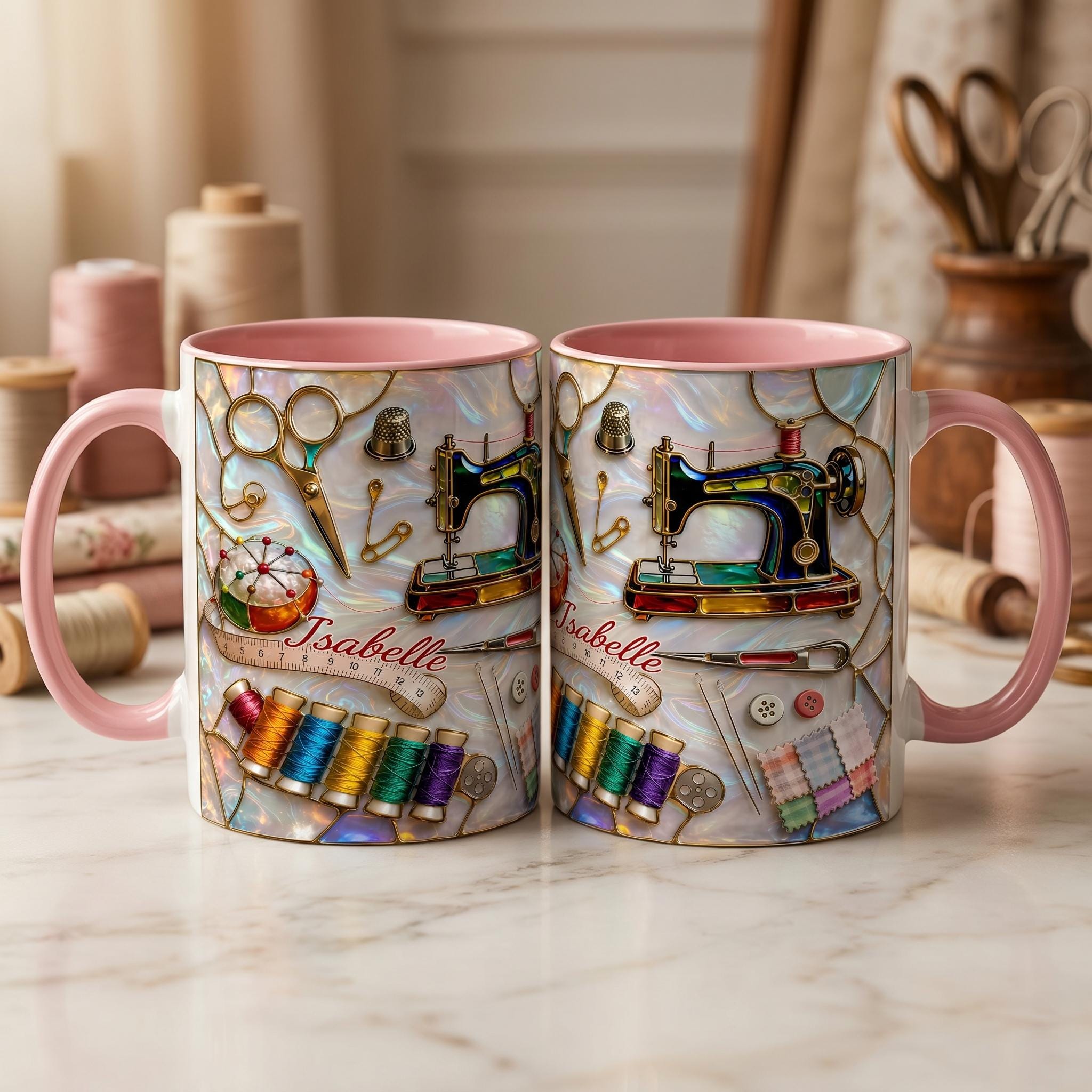 Personalized Sewing Machine Art Mug, Best Seamstress Ever Coffee Mug, Cute Quilting Lover Gift, Crafter And Maker Mug, Sewing Teacher