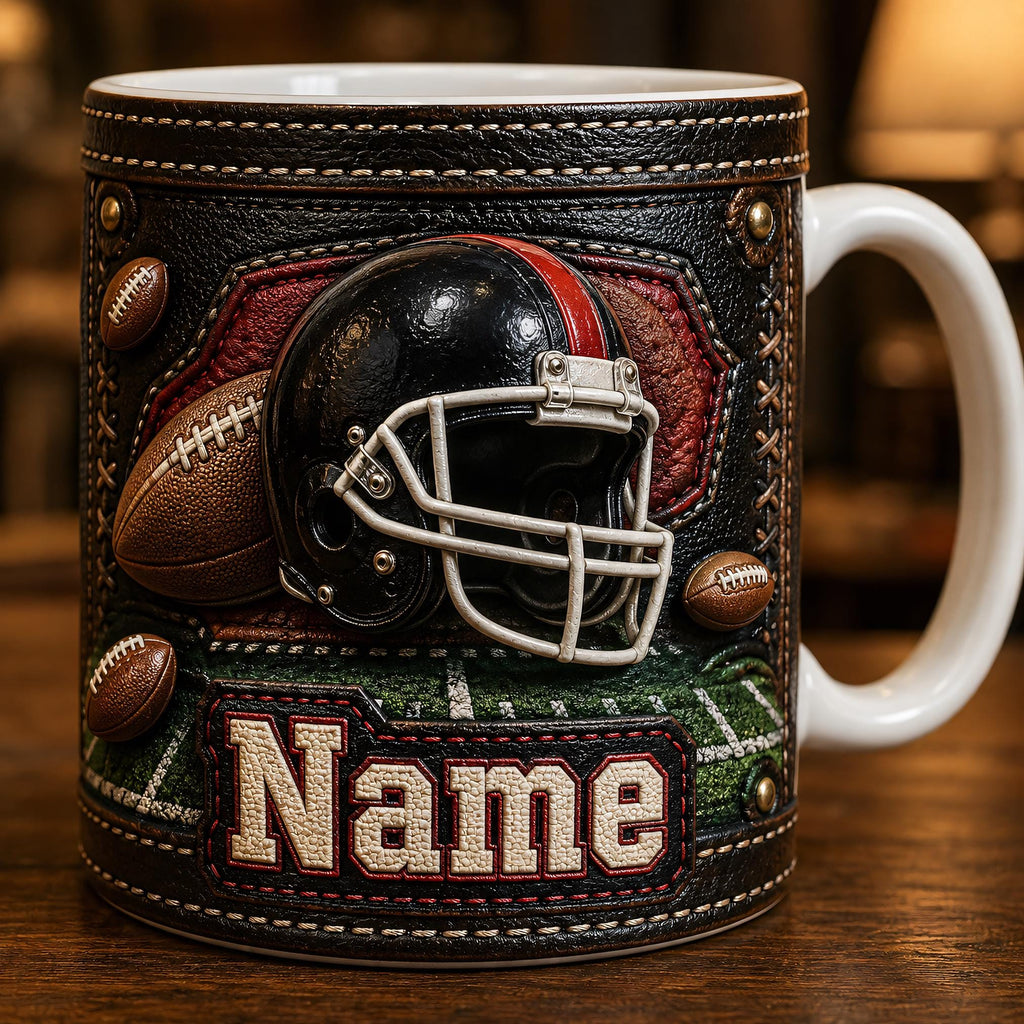 Personalized Custom Name Football Mug, American Football Player Coffee Mug, Vintage Sports Lover Mug, Football Fan Mug, Father's Day Gift