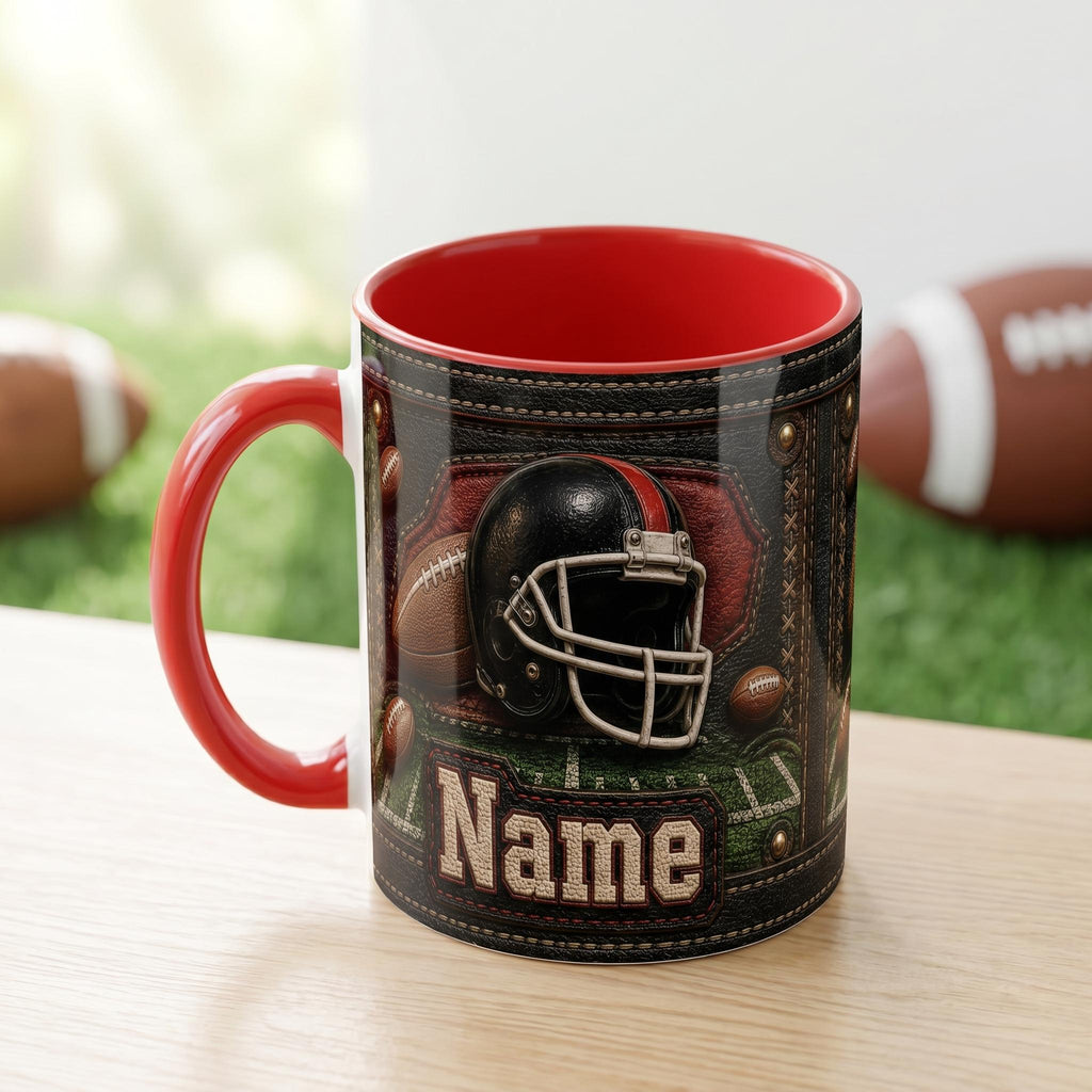 Personalized Custom Name Football Mug, American Football Player Coffee Mug, Vintage Sports Lover Mug, Football Fan Mug, Father's Day Gift