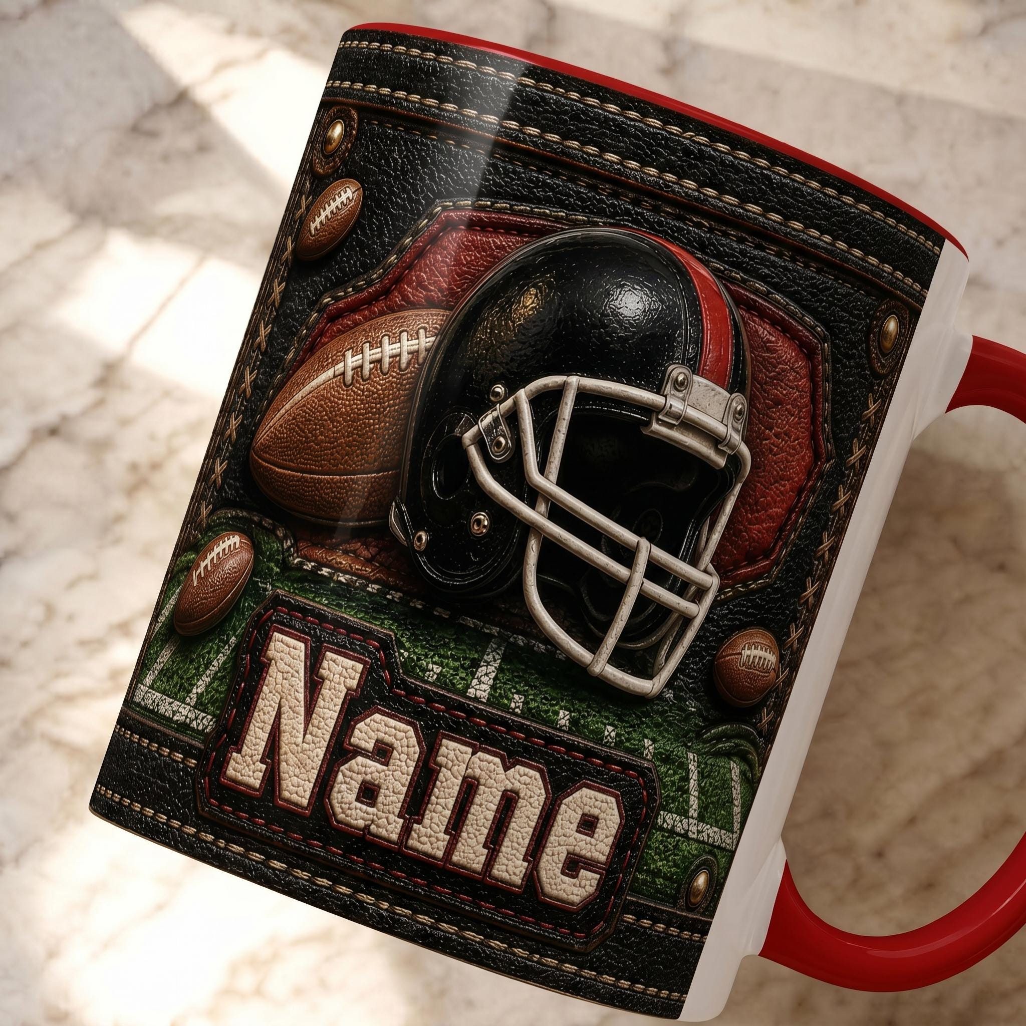 Personalized Custom Name Football Mug, American Football Player Coffee Mug, Vintage Sports Lover Mug, Football Fan Mug, Father's Day Gift