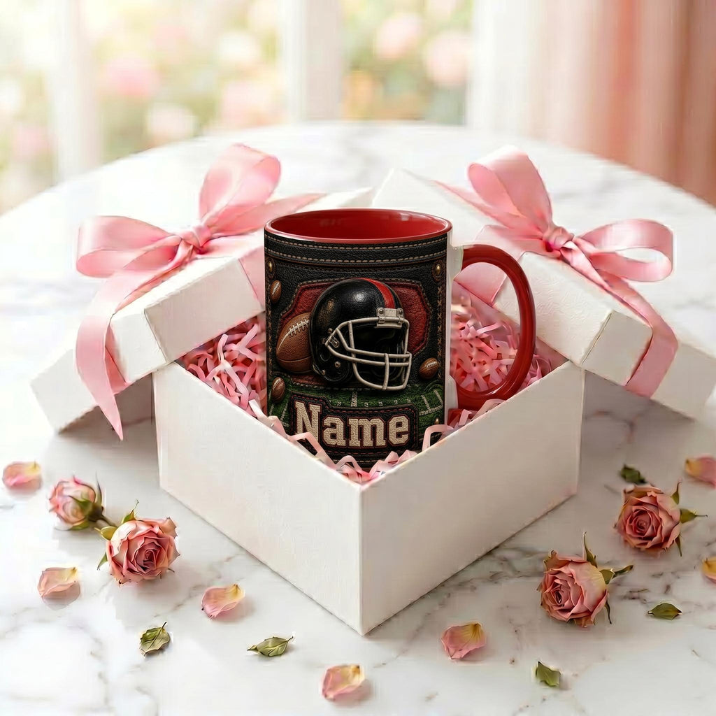 Personalized Custom Name Football Mug, American Football Player Coffee Mug, Vintage Sports Lover Mug, Football Fan Mug, Father's Day Gift