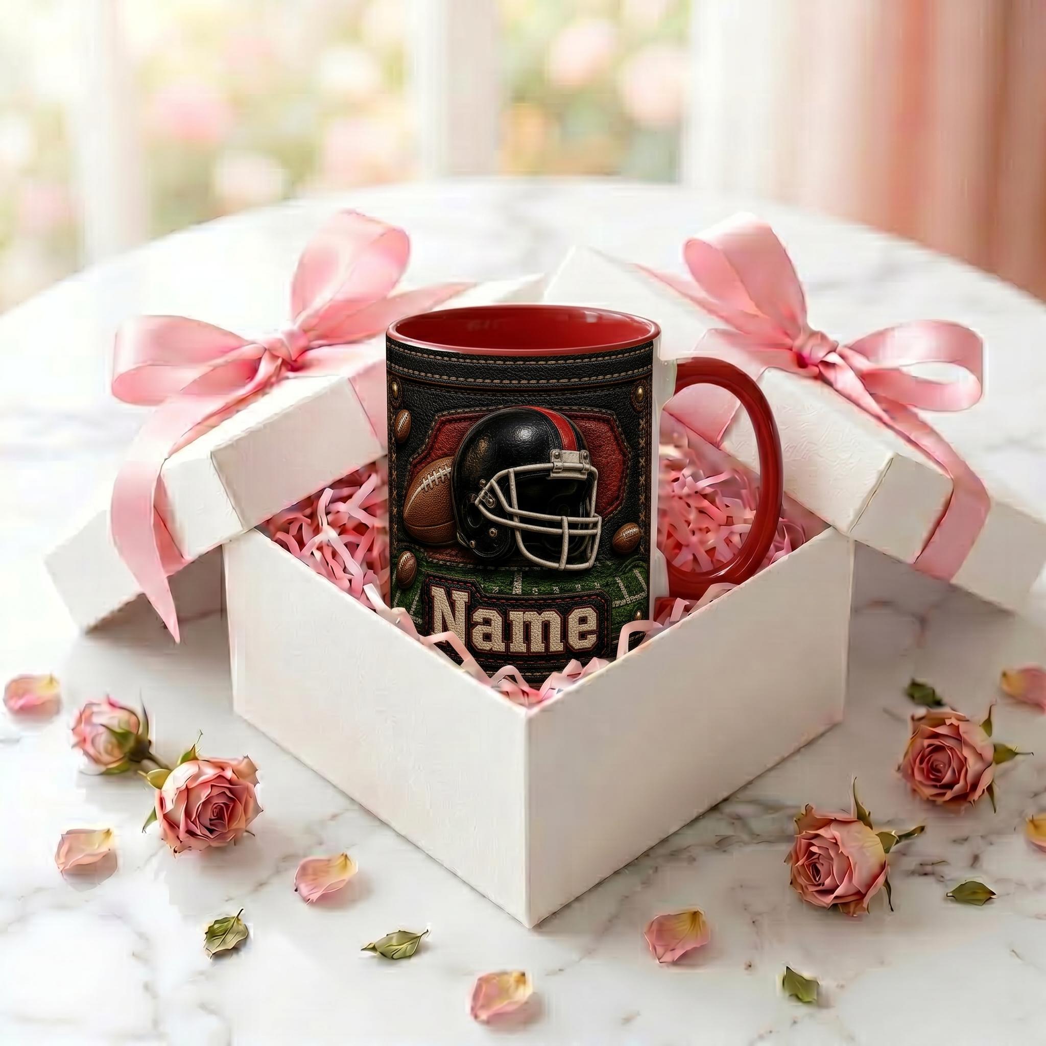 Personalized Custom Name Football Mug, American Football Player Coffee Mug, Vintage Sports Lover Mug, Football Fan Mug, Father's Day Gift