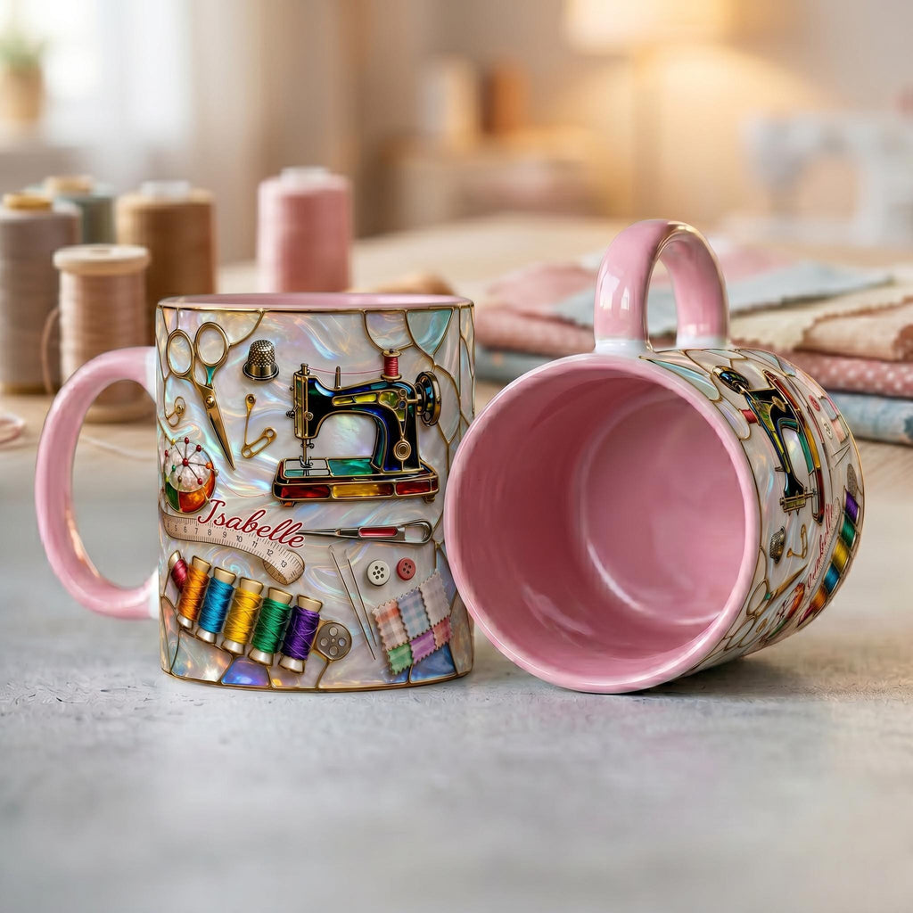 Personalized Sewing Machine Art Mug, Best Seamstress Ever Coffee Mug, Cute Quilting Lover Gift, Crafter And Maker Mug, Sewing Teacher