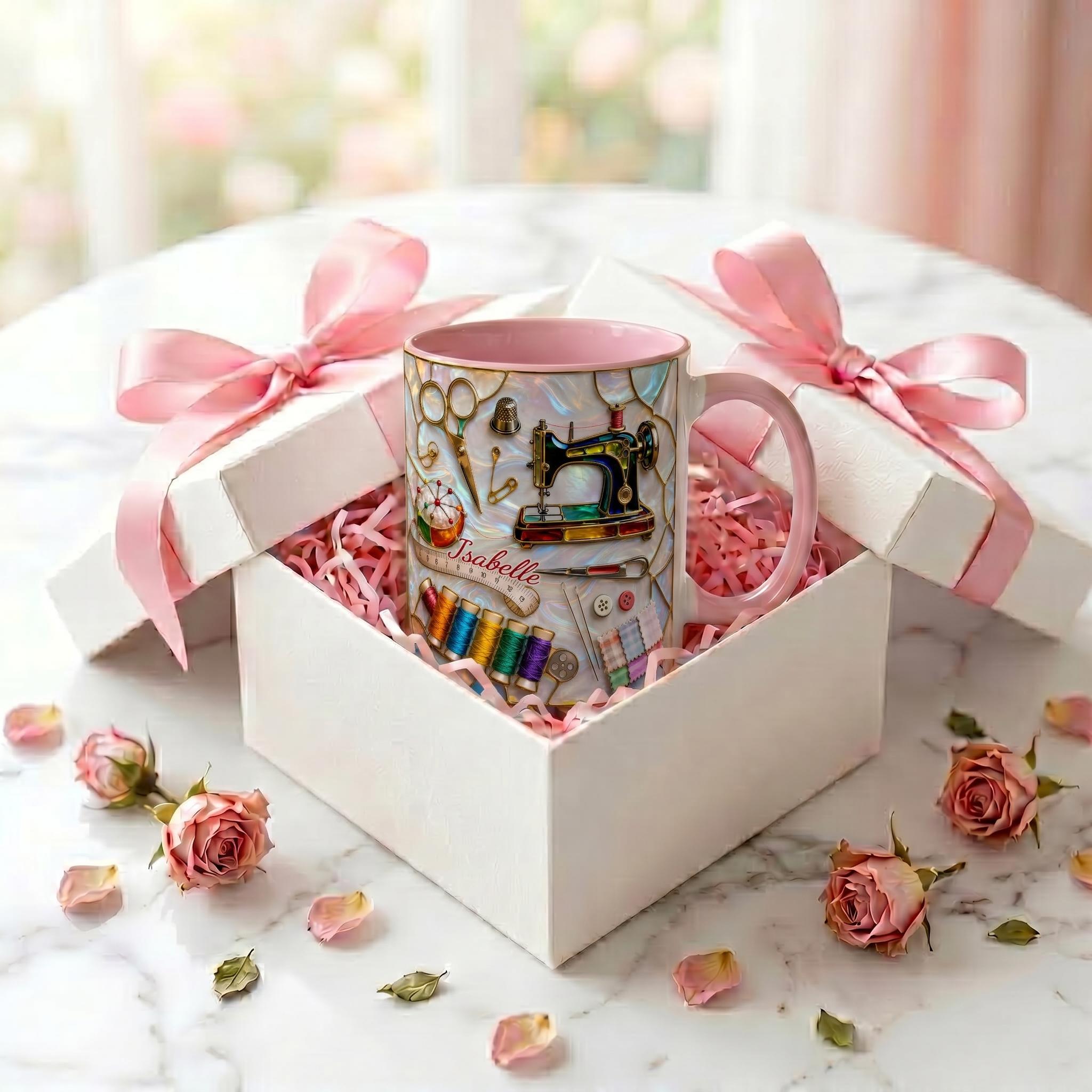 Personalized Sewing Machine Art Mug, Best Seamstress Ever Coffee Mug, Cute Quilting Lover Gift, Crafter And Maker Mug, Sewing Teacher