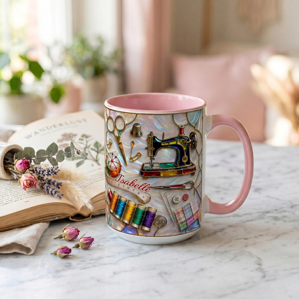 Personalized Sewing Machine Art Mug, Best Seamstress Ever Coffee Mug, Cute Quilting Lover Gift, Crafter And Maker Mug, Sewing Teacher