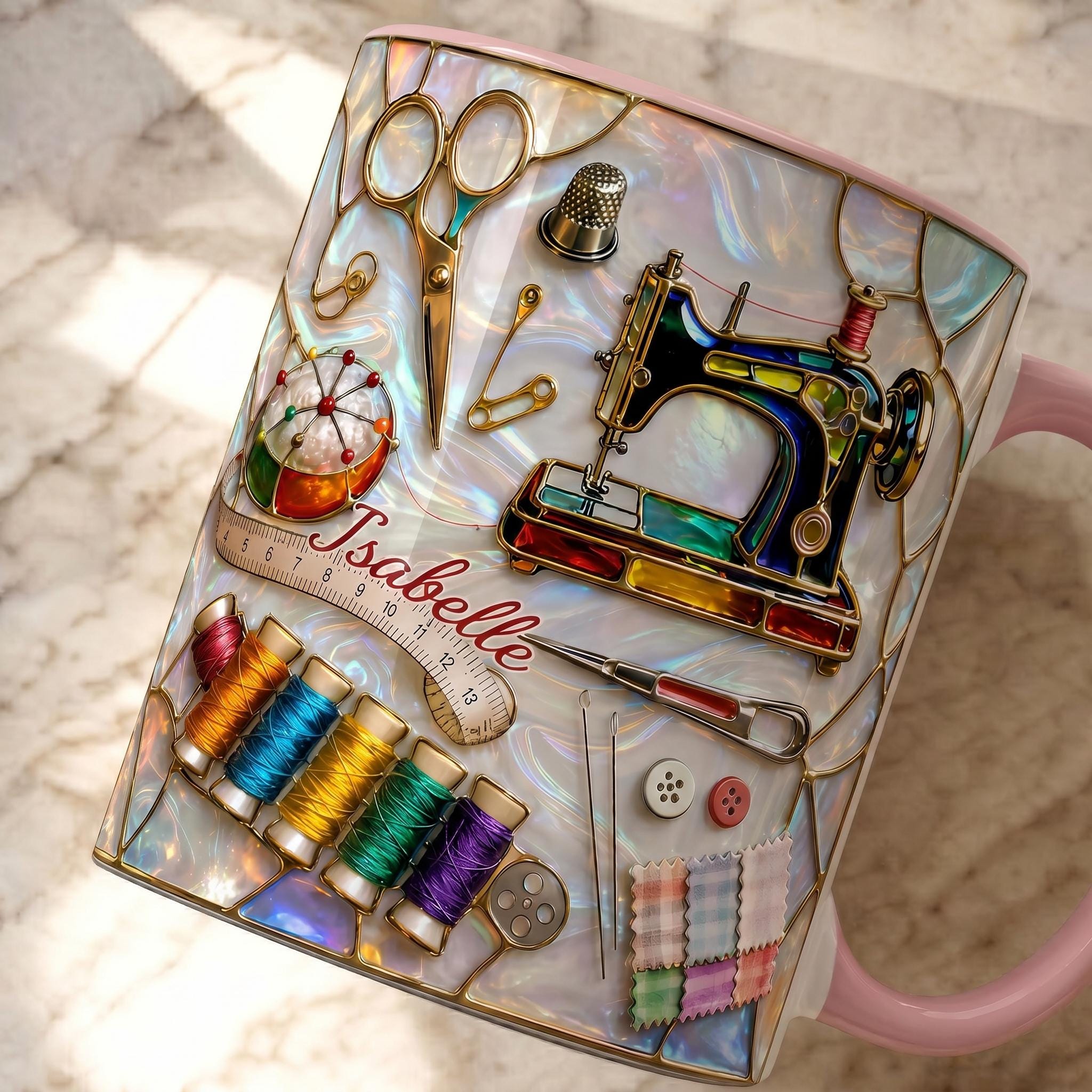 Personalized Sewing Machine Art Mug, Best Seamstress Ever Coffee Mug, Cute Quilting Lover Gift, Crafter And Maker Mug, Sewing Teacher