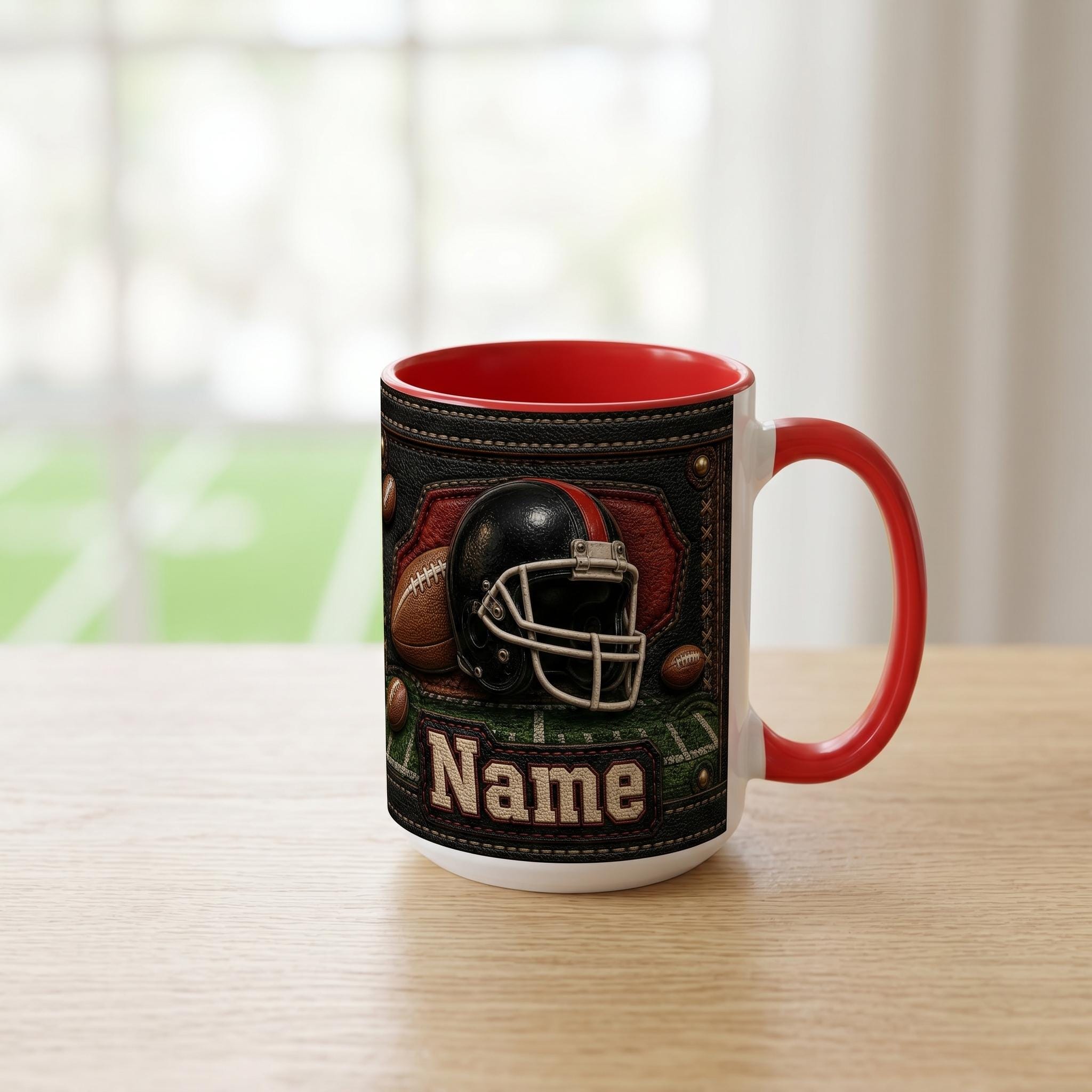 Personalized Custom Name Football Mug, American Football Player Coffee Mug, Vintage Sports Lover Mug, Football Fan Mug, Father's Day Gift