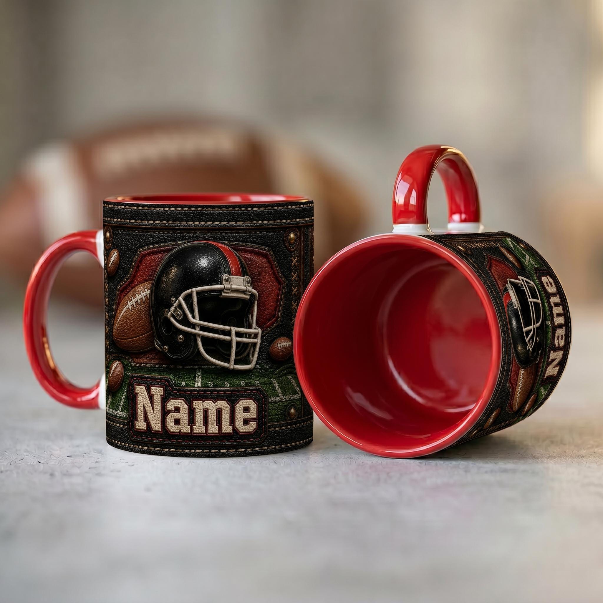 Personalized Custom Name Football Mug, American Football Player Coffee Mug, Vintage Sports Lover Mug, Football Fan Mug, Father's Day Gift