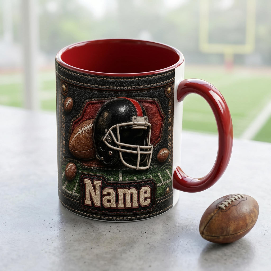Personalized Custom Name Football Mug, American Football Player Coffee Mug, Vintage Sports Lover Mug, Football Fan Mug, Father's Day Gift