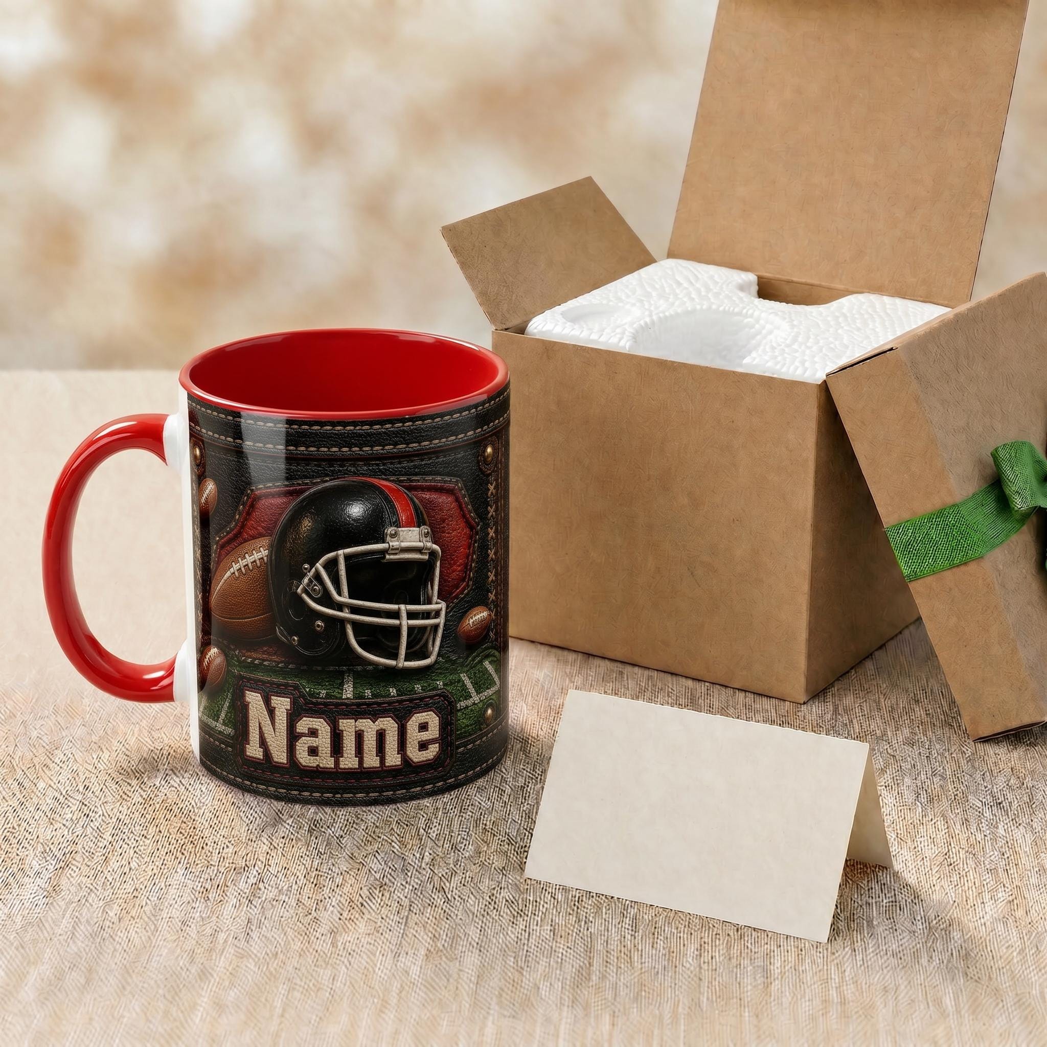 Personalized Custom Name Football Mug, American Football Player Coffee Mug, Vintage Sports Lover Mug, Football Fan Mug, Father's Day Gift