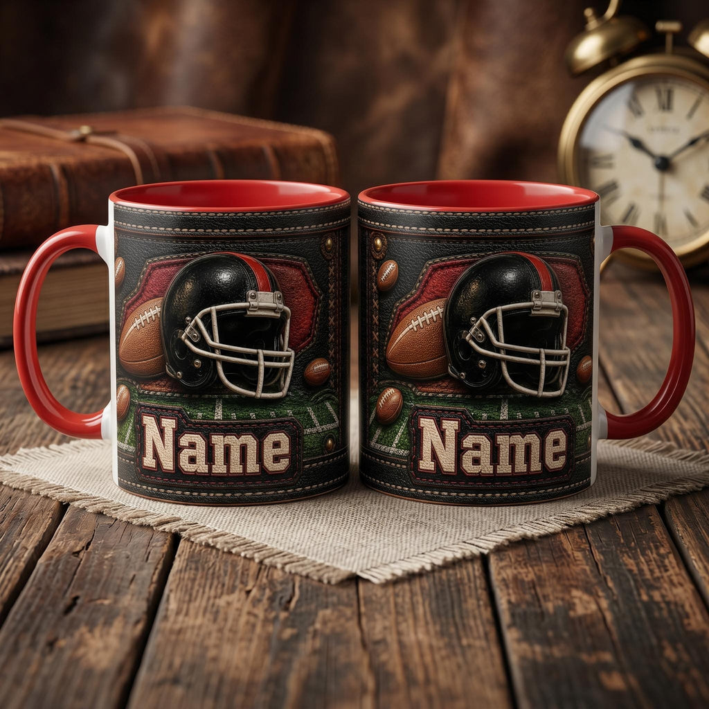 Personalized Custom Name Football Mug, American Football Player Coffee Mug, Vintage Sports Lover Mug, Football Fan Mug, Father's Day Gift