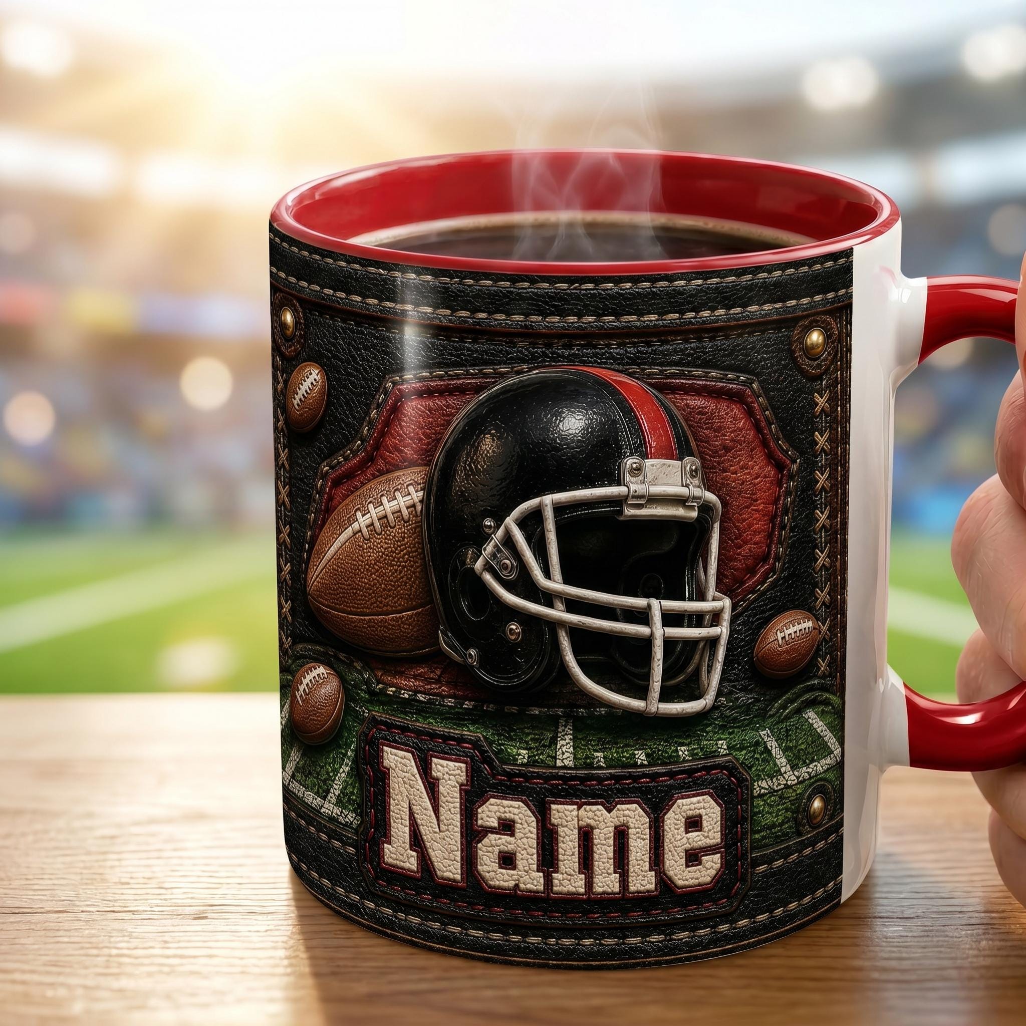 Personalized Custom Name Football Mug, American Football Player Coffee Mug, Vintage Sports Lover Mug, Football Fan Mug, Father's Day Gift