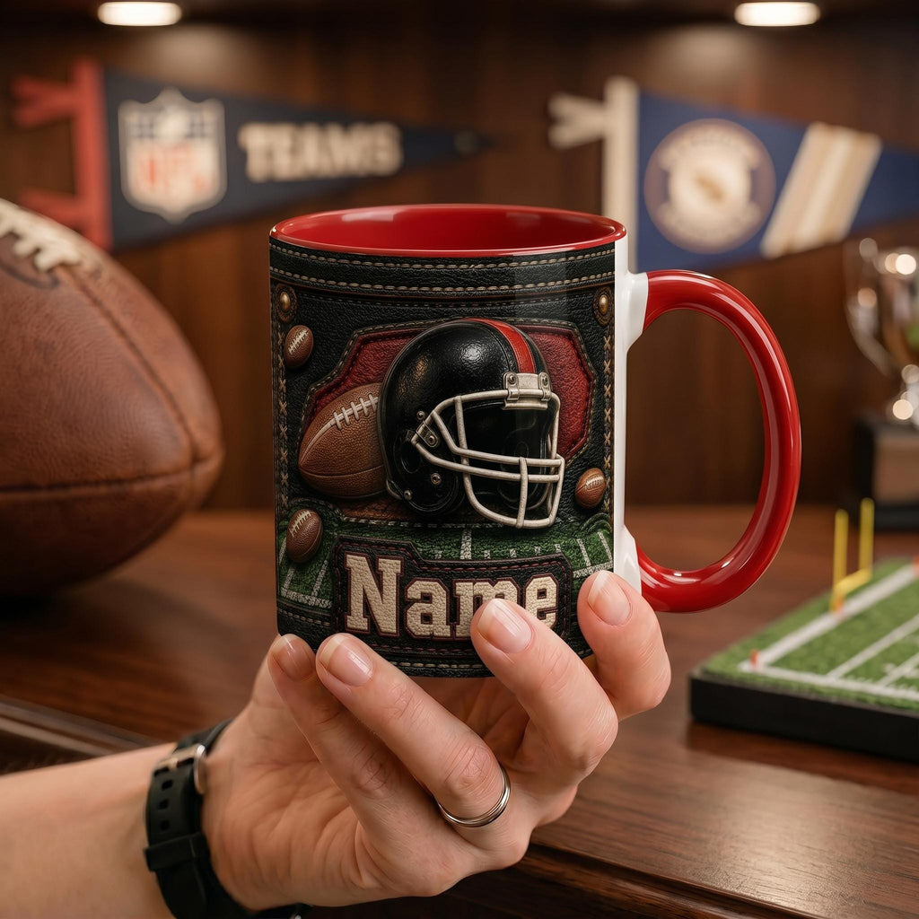 Personalized Custom Name Football Mug, American Football Player Coffee Mug, Vintage Sports Lover Mug, Football Fan Mug, Father's Day Gift