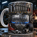 Personalized Custom V8 Engine Mug, Best Auto Mechanic Coffee Mug, 3D Garage Car Tools Mug, Gearhead Enthusiast Mug, Car Builder Dad Gift