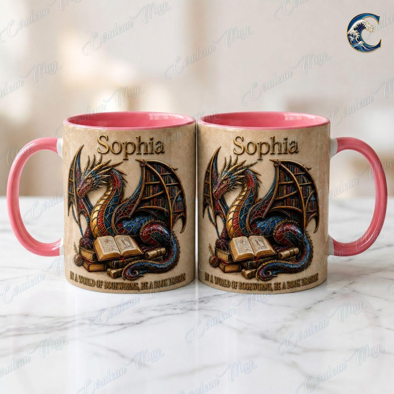 Custom Name Book Dragon Mug, Be A Book Dragon Coffee Mug, Fantasy Dragon Bookworm Mug, Dragon Book Lover Gift Mug, Reading Fantasy Gift