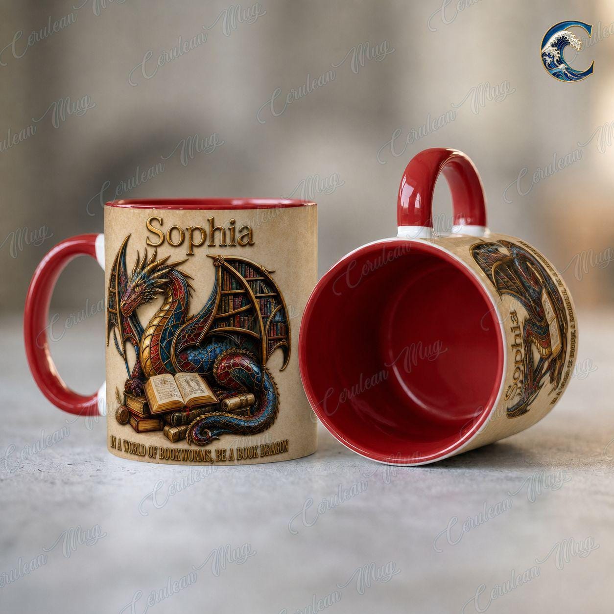 Custom Name Book Dragon Mug, Be A Book Dragon Coffee Mug, Fantasy Dragon Bookworm Mug, Dragon Book Lover Gift Mug, Reading Fantasy Gift