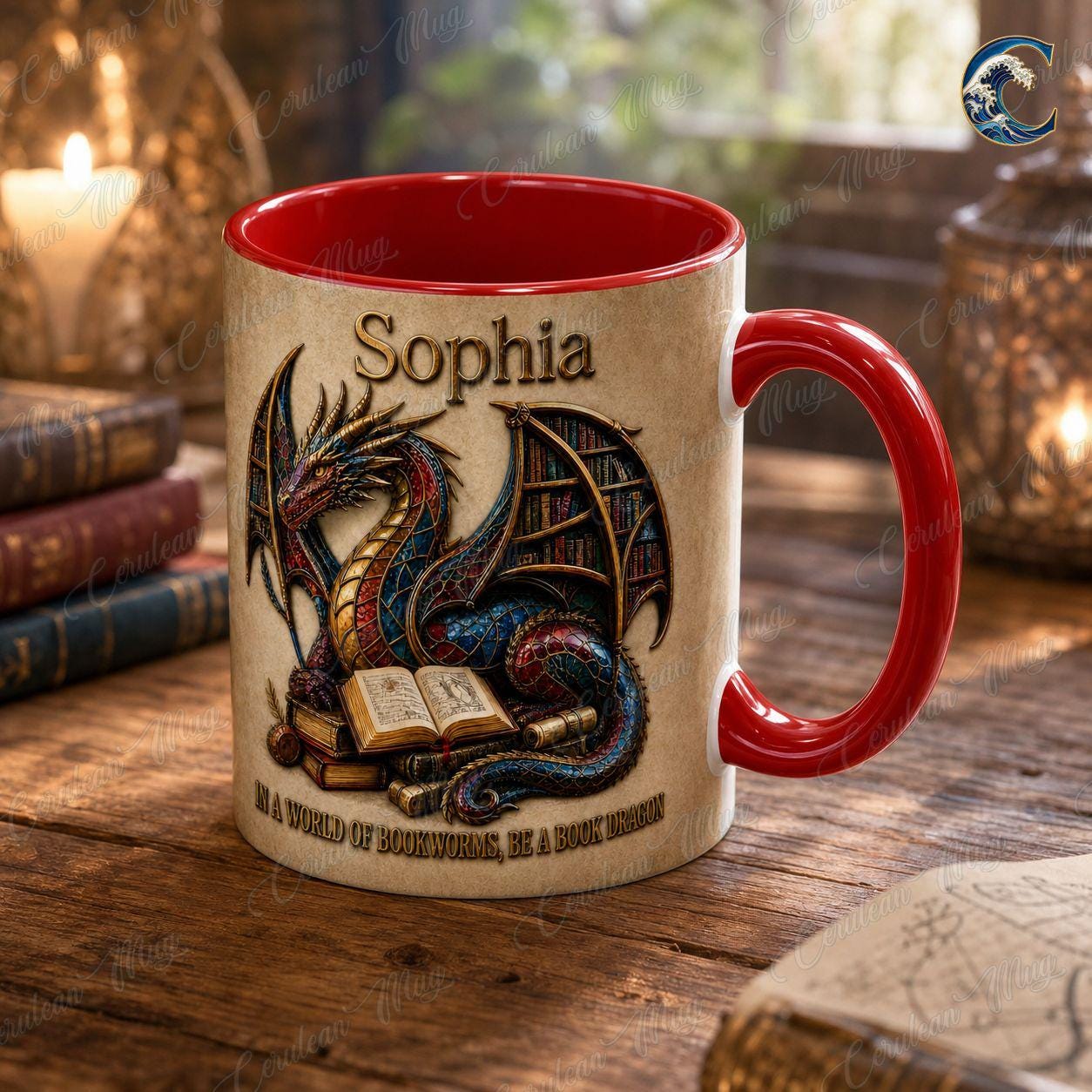 Custom Name Book Dragon Mug, Be A Book Dragon Coffee Mug, Fantasy Dragon Bookworm Mug, Dragon Book Lover Gift Mug, Reading Fantasy Gift