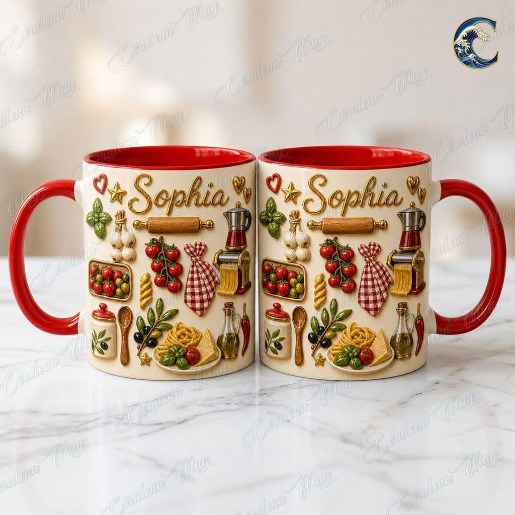 Custom Garden Herbs Cooking Mug, Personalized Italian Vegetables Coffee Mug, Chef Gift Mug, Fresh Produce Mug, Vacation Beach Gift
