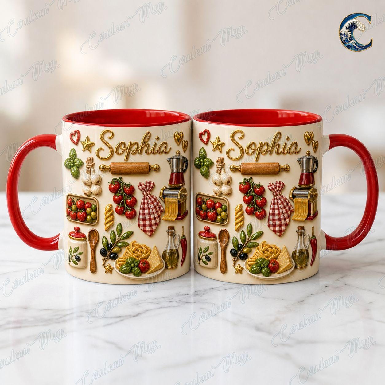 Custom Garden Herbs Cooking Mug, Personalized Italian Vegetables Coffee Mug, Chef Gift Mug, Fresh Produce Mug, Vacation Beach Gift