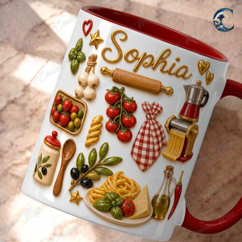 Custom Garden Herbs Cooking Mug, Personalized Italian Vegetables Coffee Mug, Chef Gift Mug, Fresh Produce Mug, Vacation Beach Gift