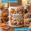 Personalized Fall Coffee Mug, Autumn Pumpkin Harvest Coffee Mug, Seasonal Kitchen Mug, Vintage Kitchen Mug, Cozy Fall Gift