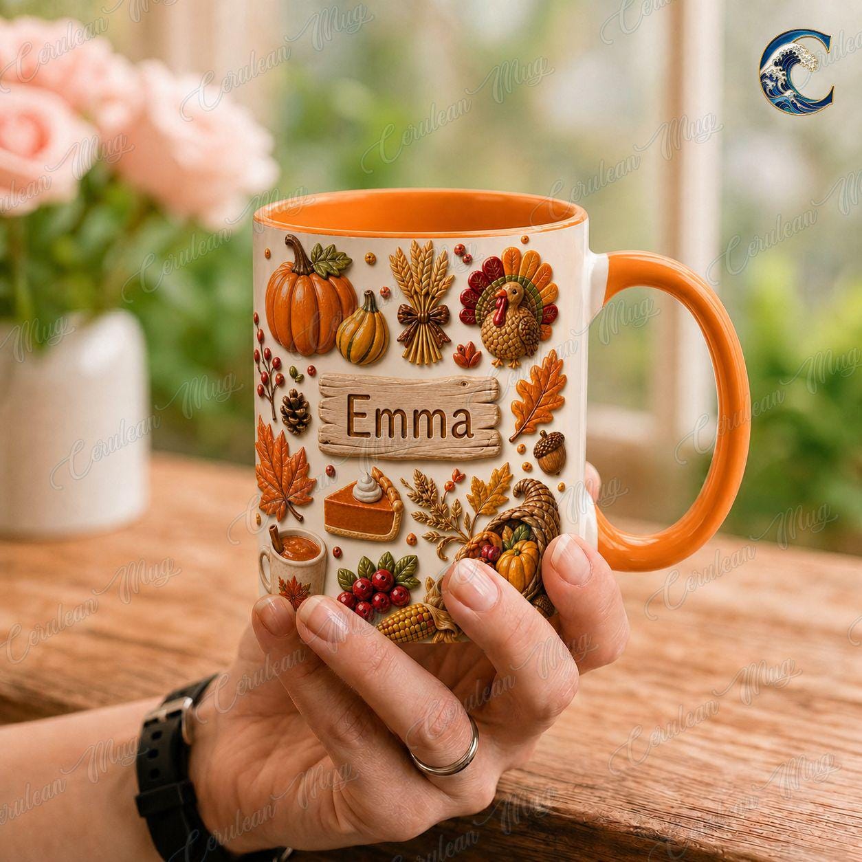 Personalized Fall Coffee Mug, Autumn Pumpkin Harvest Coffee Mug, Seasonal Kitchen Mug, Vintage Kitchen Mug, Cozy Fall Gift