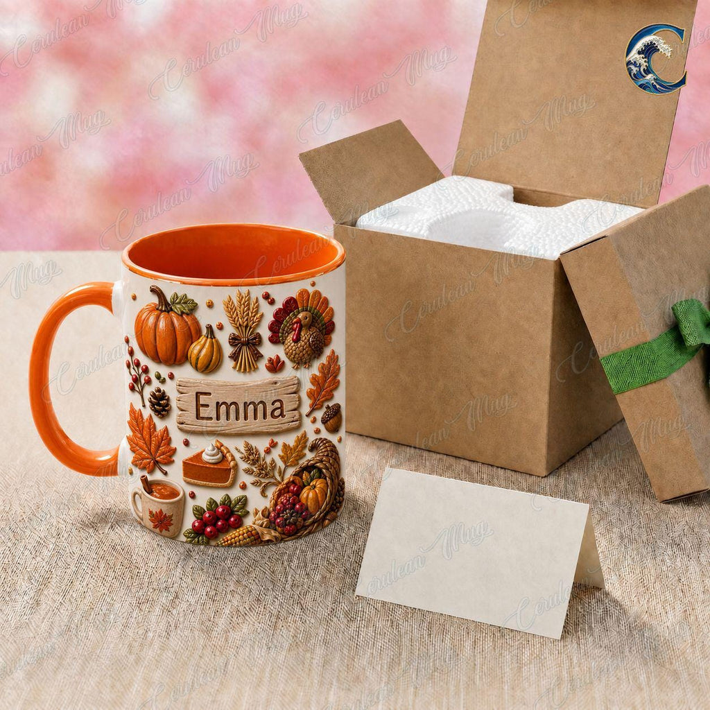 Personalized Fall Coffee Mug, Autumn Pumpkin Harvest Coffee Mug, Seasonal Kitchen Mug, Vintage Kitchen Mug, Cozy Fall Gift