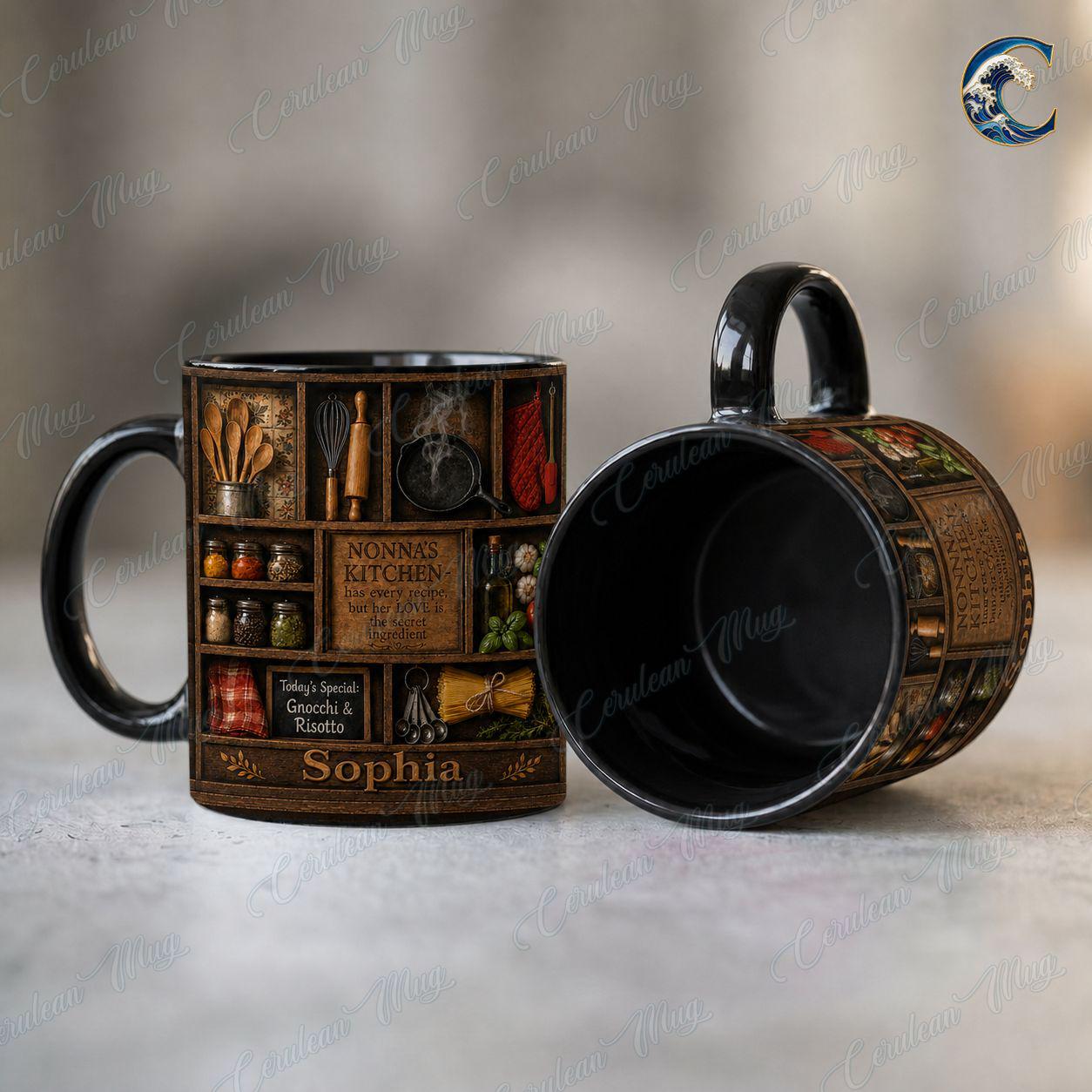 Personalized Grandma Kitchen Mug, Nonna's Recipe Coffee Mug, Italian Grandmother Mug, Family Cooking Mug, Grandmother  Gift