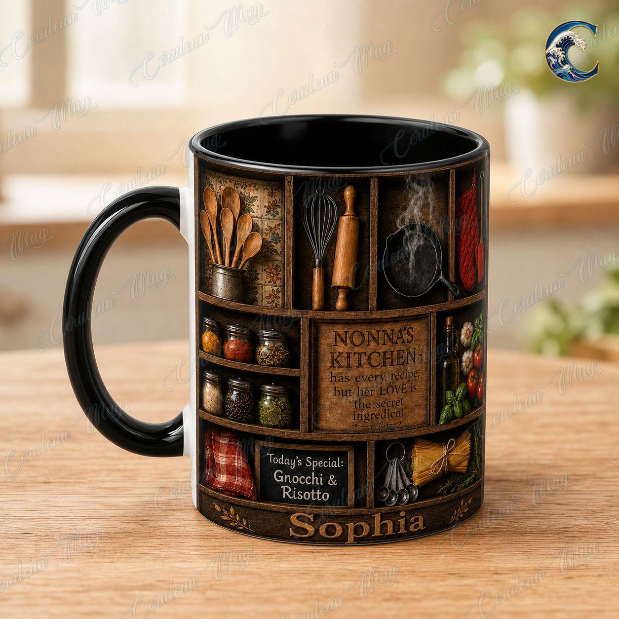 Personalized Grandma Kitchen Mug, Nonna's Recipe Coffee Mug, Italian Grandmother Mug, Family Cooking Mug, Grandmother  Gift