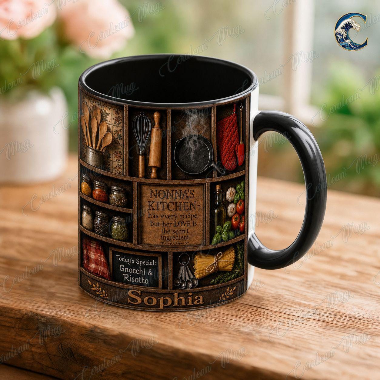 Personalized Grandma Kitchen Mug, Nonna's Recipe Coffee Mug, Italian Grandmother Mug, Family Cooking Mug, Grandmother  Gift