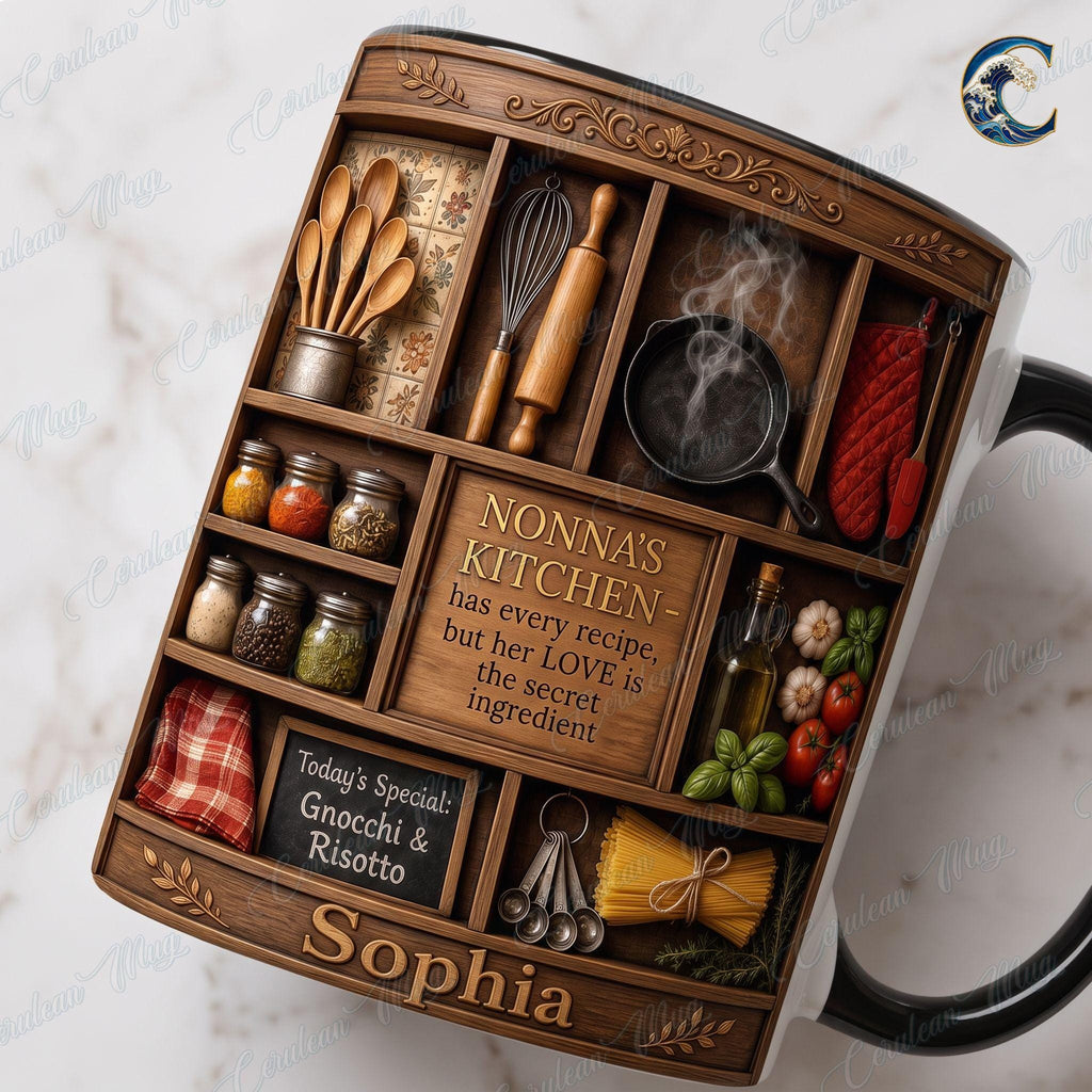 Personalized Grandma Kitchen Mug, Nonna's Recipe Coffee Mug, Italian Grandmother Mug, Family Cooking Mug, Grandmother  Gift