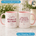 Personalized Officially My Best Friend Mug, Custom Name Coffee Mug, Coffee And Chaos Mug, Pink Heart Bestie Mug, Best Friend Gift