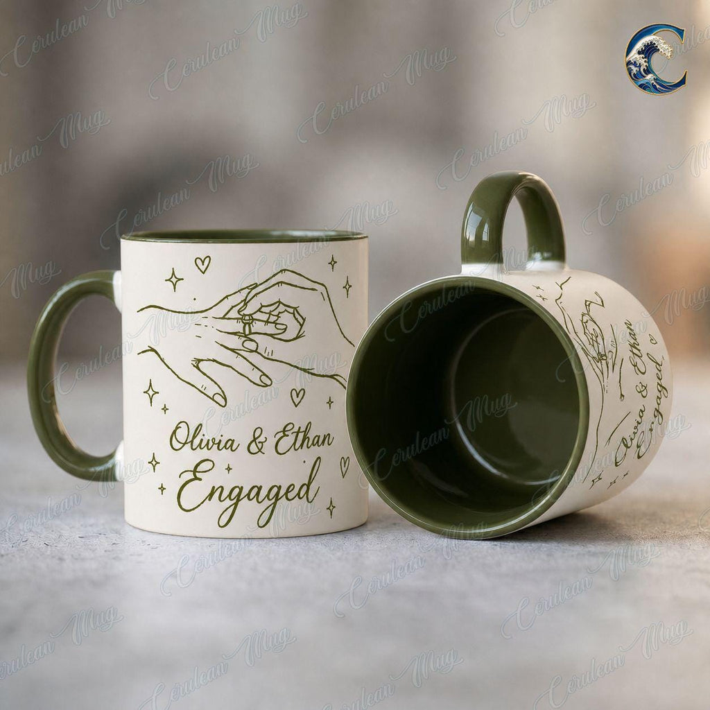 Personalized Wedding Engaged Mug, Custom Couple Coffee Mug, Married Couple Mug, Wedding Date Name Mug, Engagement Party Gift