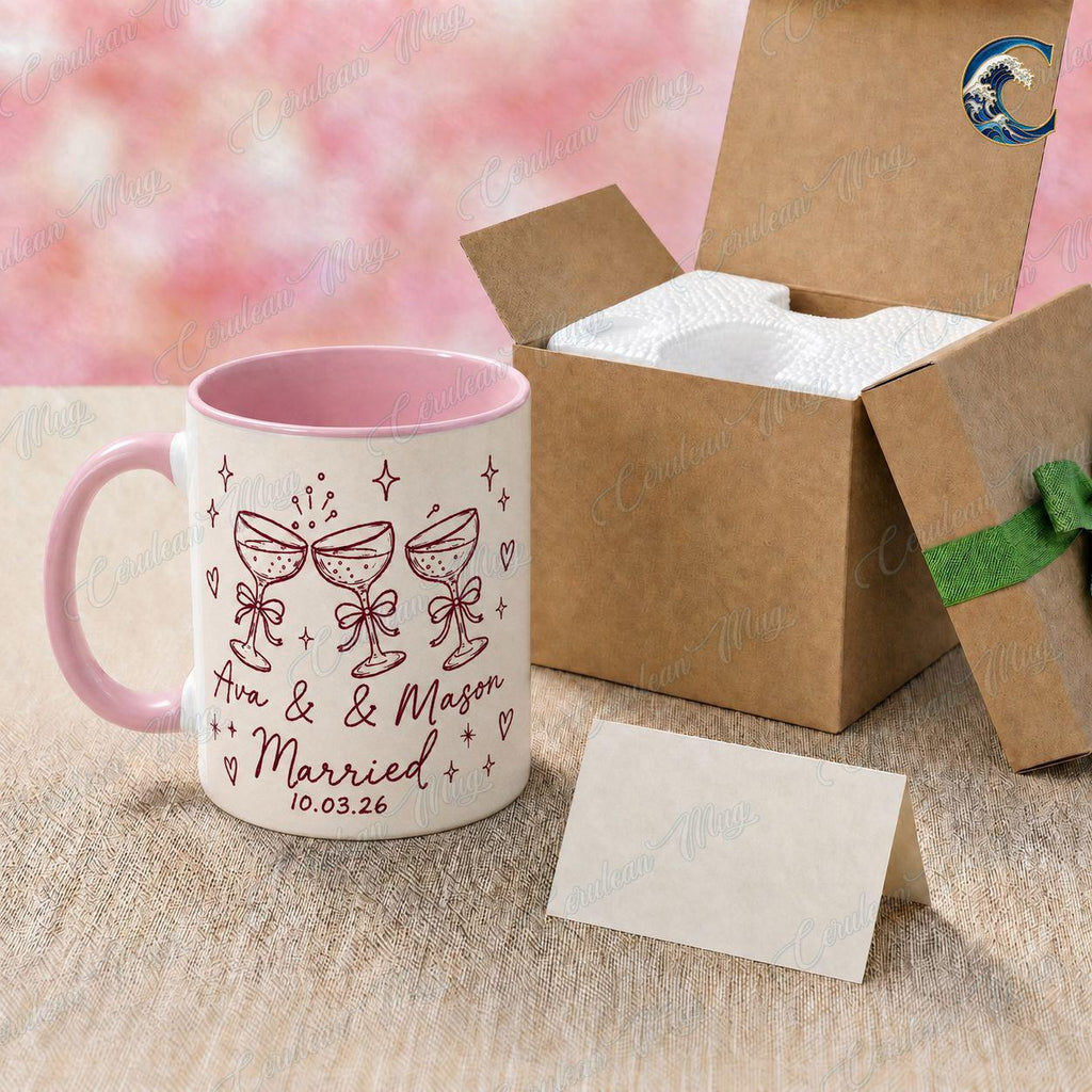 Personalized Wedding Engaged Mug, Custom Couple Coffee Mug, Married Couple Mug, Wedding Date Name Mug, Engagement Party Gift