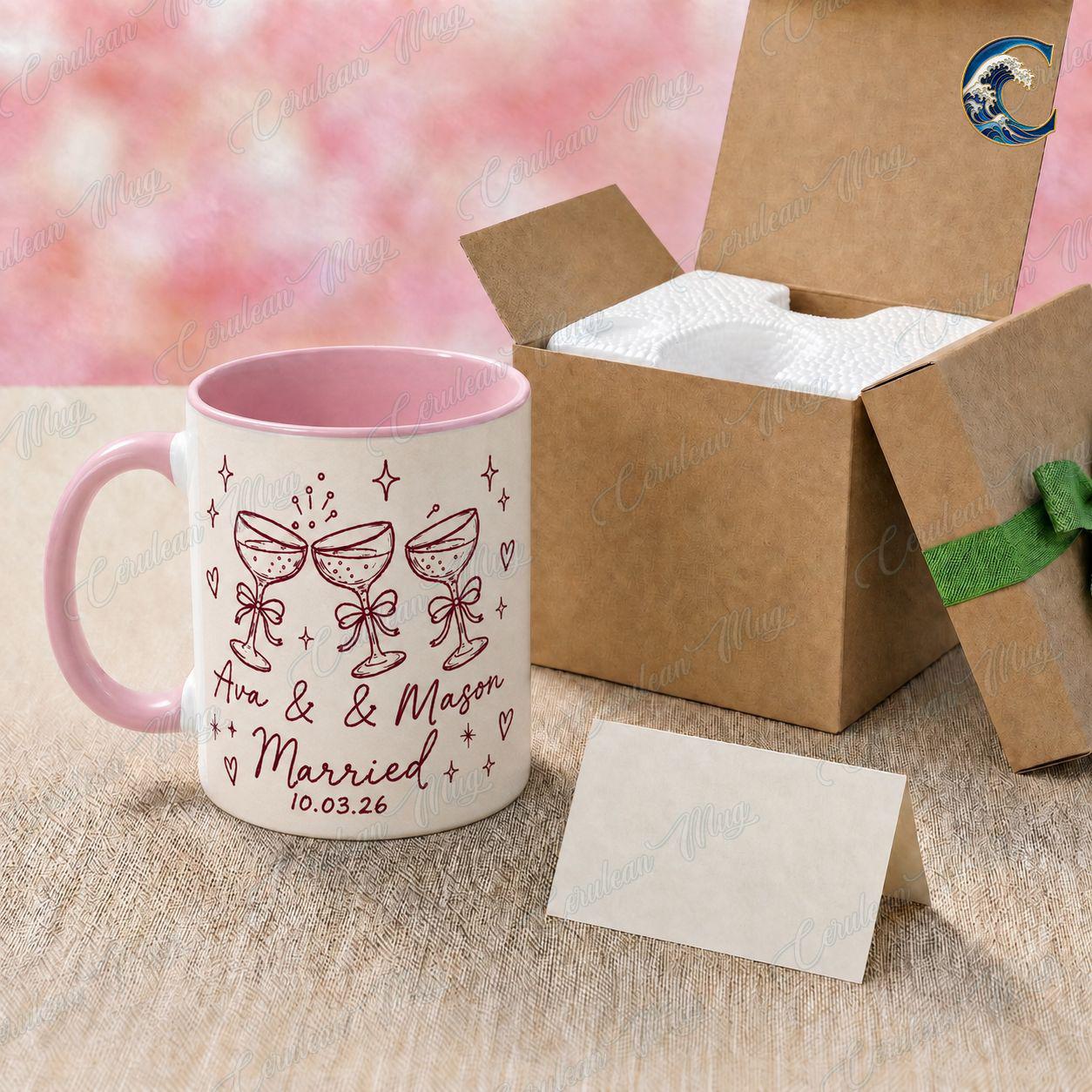 Personalized Wedding Engaged Mug, Custom Couple Coffee Mug, Married Couple Mug, Wedding Date Name Mug, Engagement Party Gift