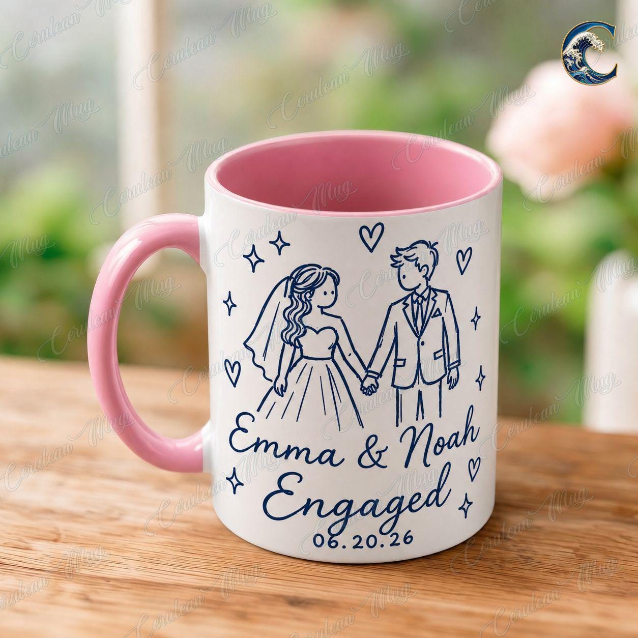 Personalized Wedding Engaged Mug, Custom Couple Coffee Mug, Married Couple Mug, Wedding Date Name Mug, Engagement Party Gift