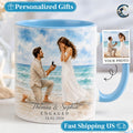 Personalized Proposal Mug, Custom Photo Coffee Mug, He Asked She Said Yes Mug, Beach Proposal Couple Mug, Engagement Gift