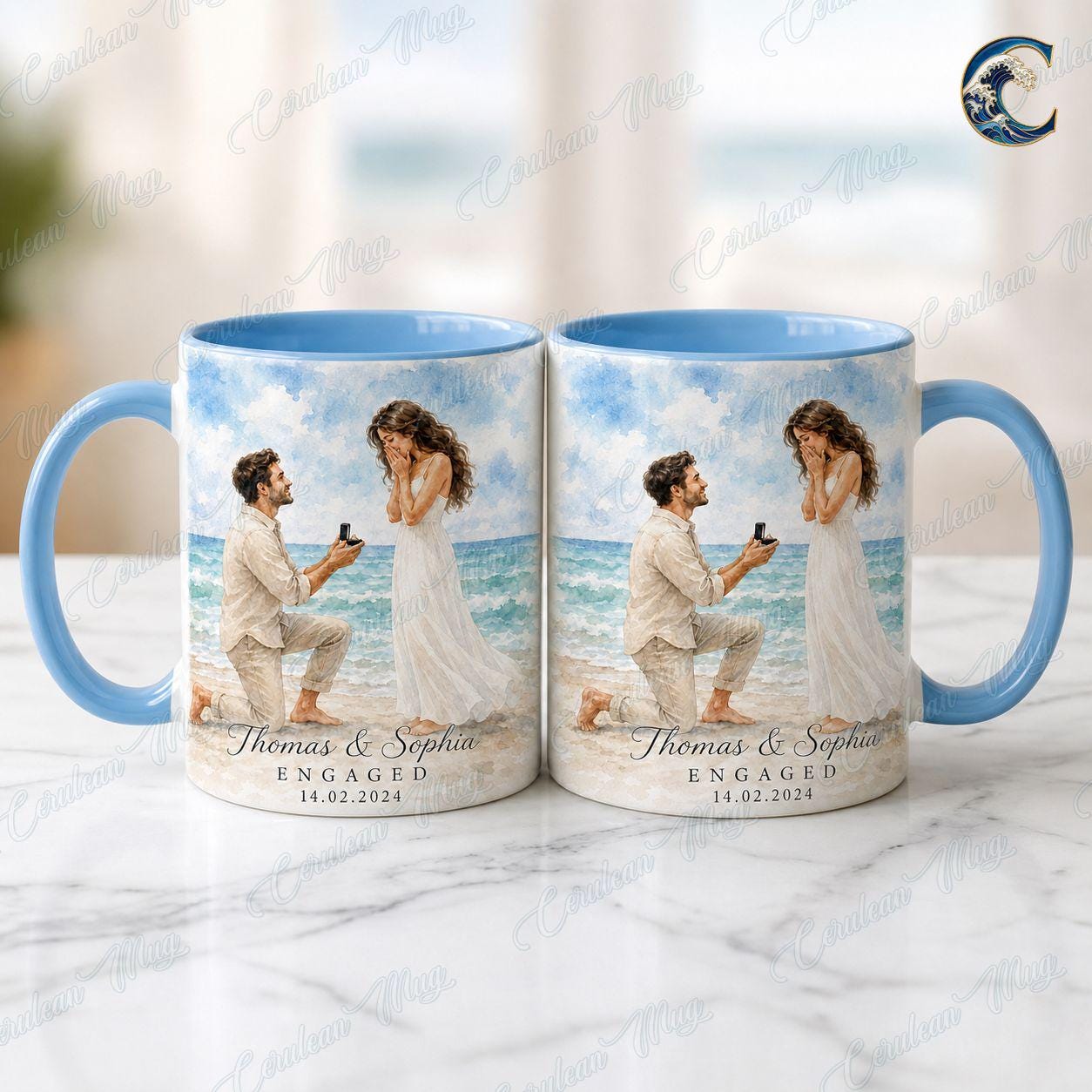 Personalized Proposal Mug, Custom Photo Coffee Mug, He Asked She Said Yes Mug, Beach Proposal Couple Mug, Engagement Gift