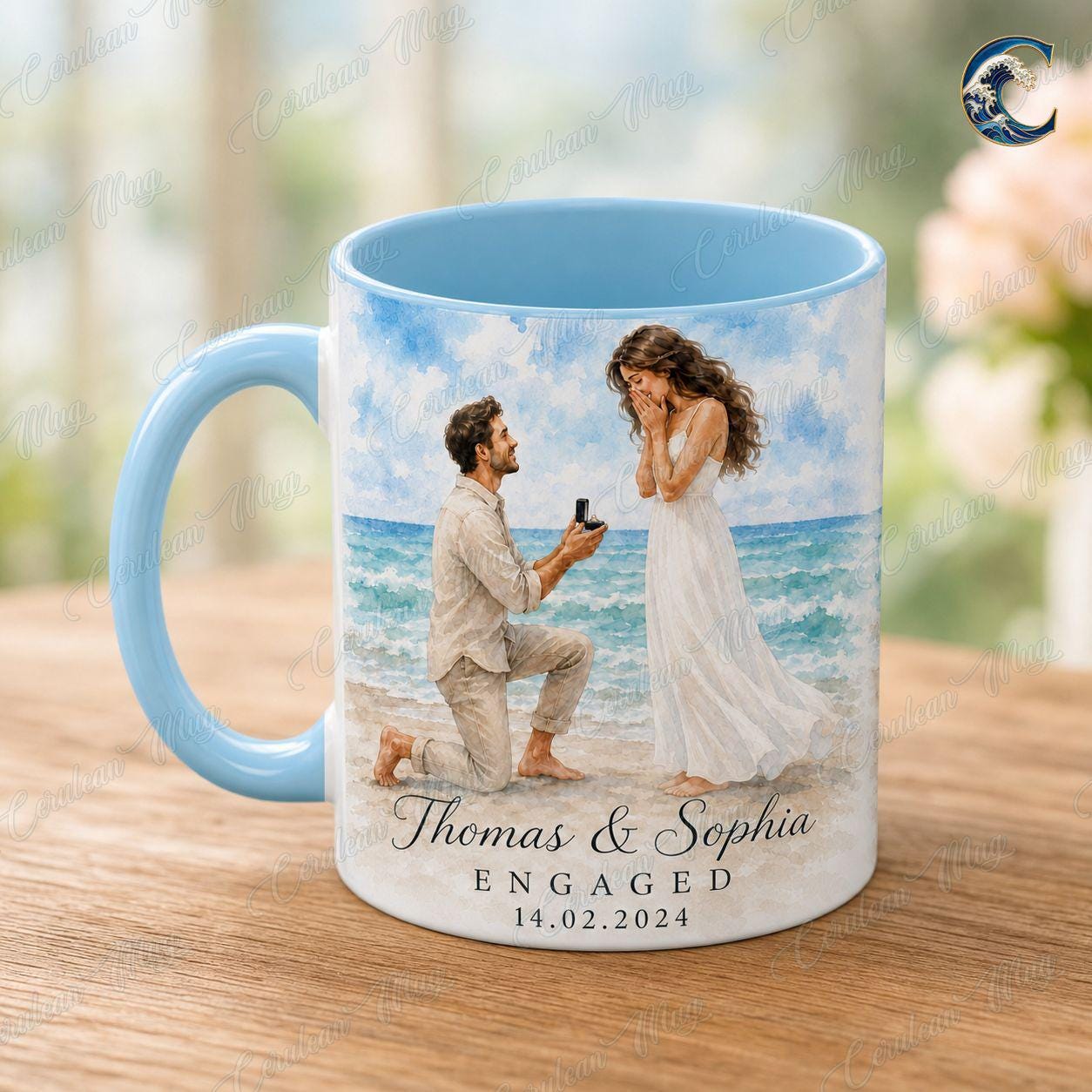 Personalized Proposal Mug, Custom Photo Coffee Mug, He Asked She Said Yes Mug, Beach Proposal Couple Mug, Engagement Gift