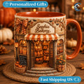 Personalized Bakery Mug, Custom Shop Name Coffee Mug, Fall Bakery Shop Mug, Candy Shop Autumn Scene Mug, Bakery Lover Gift