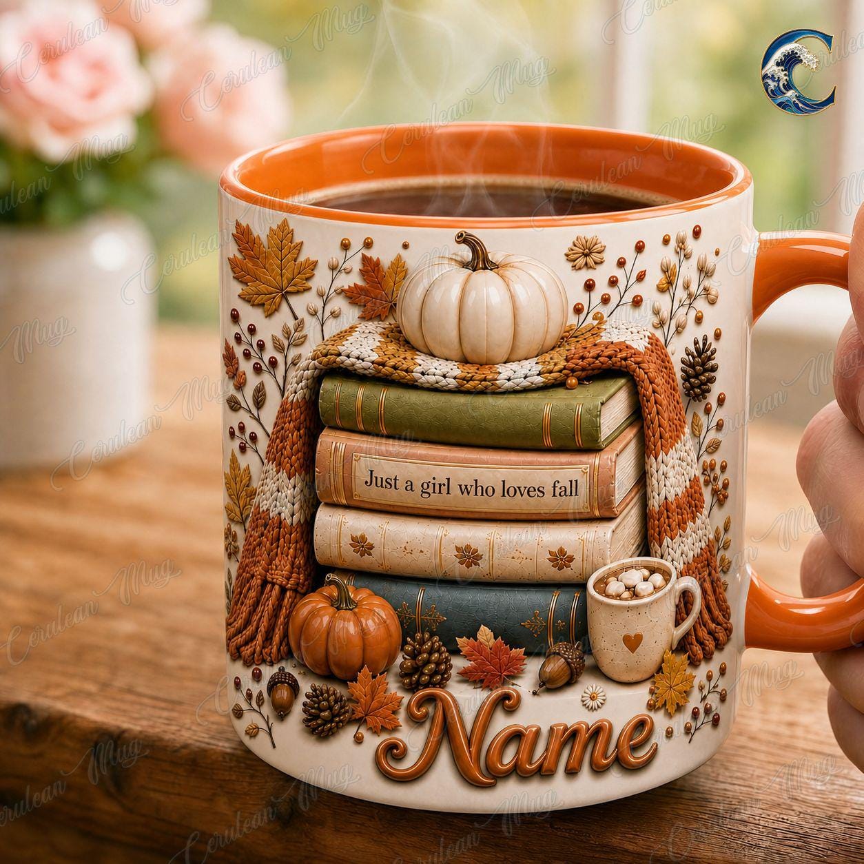 Personalized Fall Books Mug, Autumn Book Coffee Mug, Just A Girl Who Loves Fall Mug, Cozy Autumn Reading Mug, Book Lover Gift