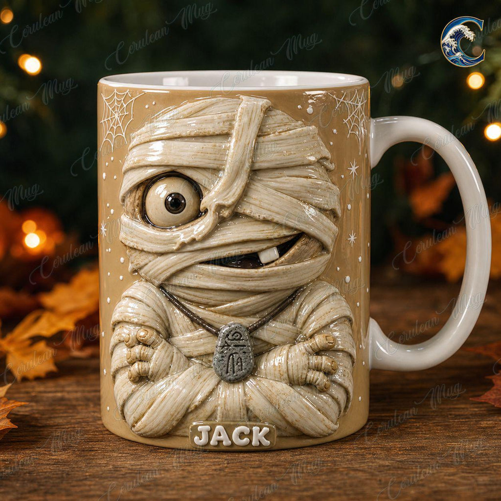 Personalized Halloween Kids Mug, Custom Name Coffee Mug, Pumpkin Ghost Mummy Mug, Vampire Black Cat Mug, Trick or Treat Gift