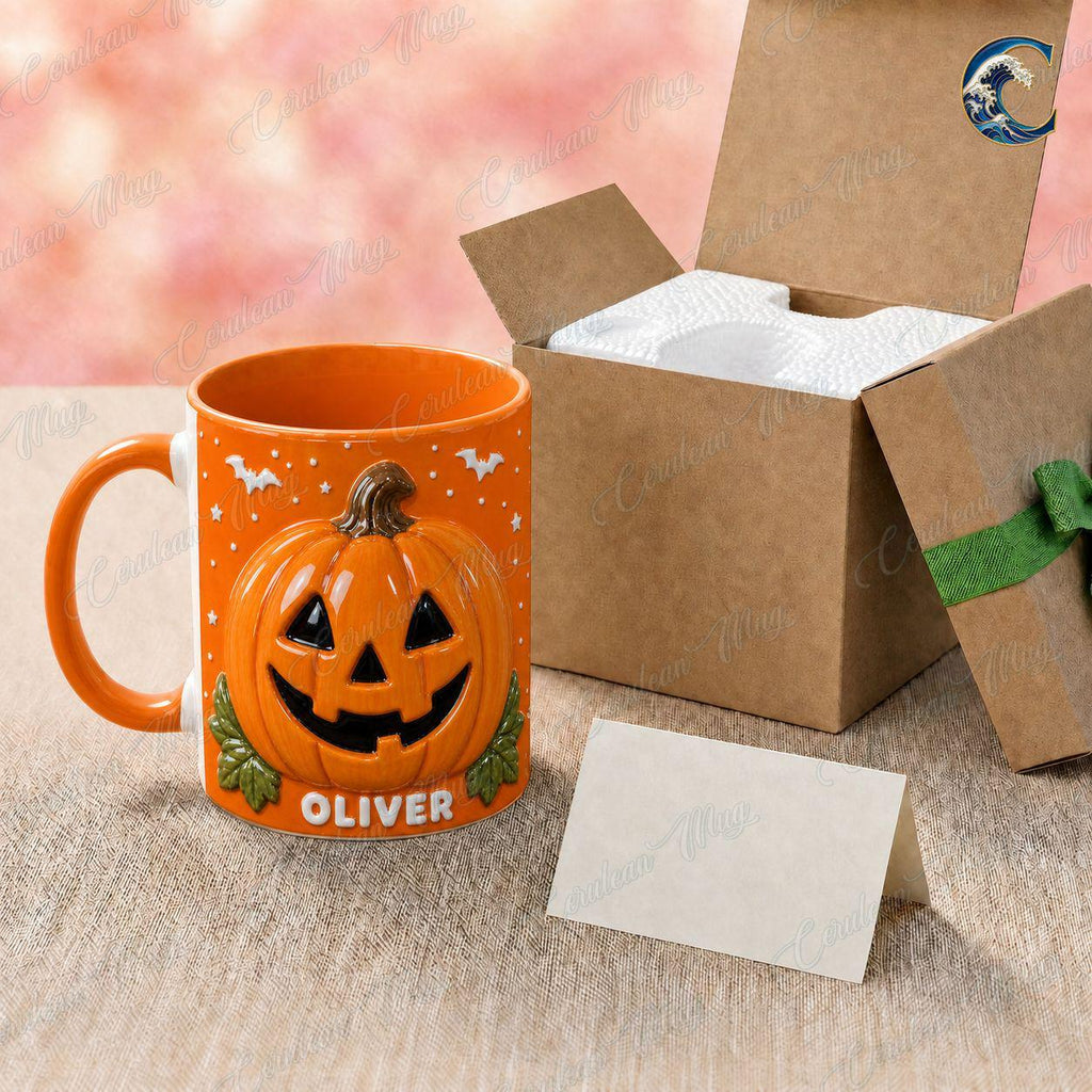 Personalized Halloween Kids Mug, Custom Name Coffee Mug, Pumpkin Ghost Mummy Mug, Vampire Black Cat Mug, Trick or Treat Gift