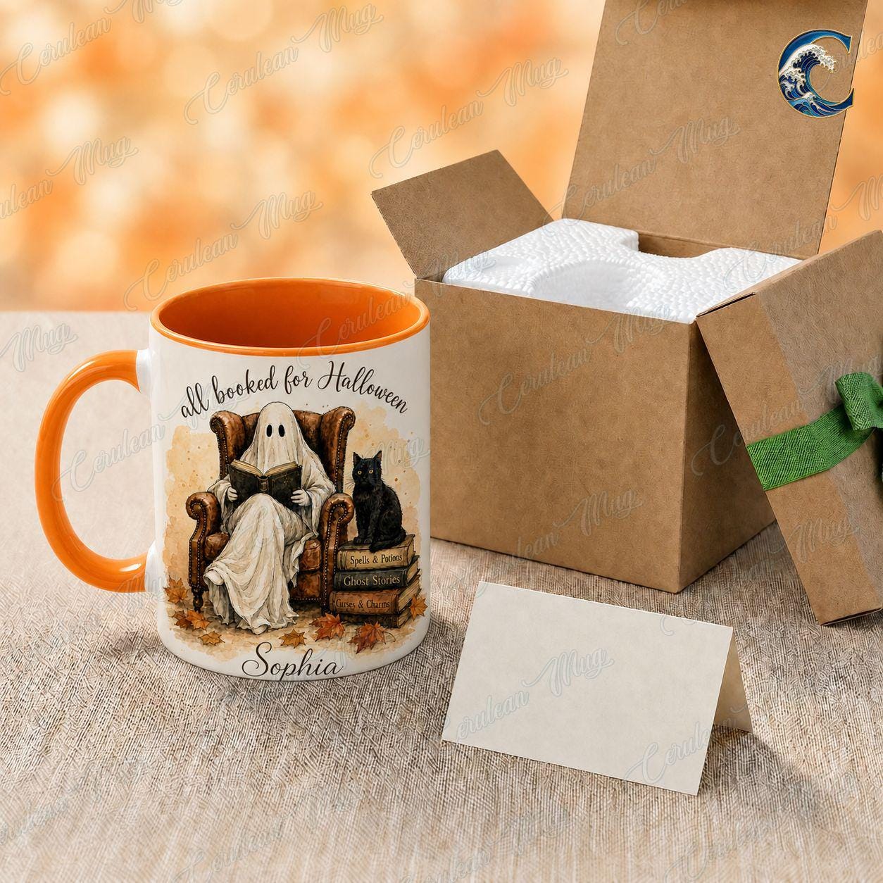 Personalized Ghost Book Mug, Booked Halloween Coffee Mug, Cozy Armchair Mug, Halloween Reading Ghost Mug, Spooky Books Gift