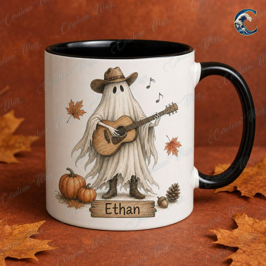 Personalized Ghost Activities Mug, Cute Ghost Set Coffee Mug, Halloween Booked Mug, Custom Name Witch Mug, Spooky Autumn Gift