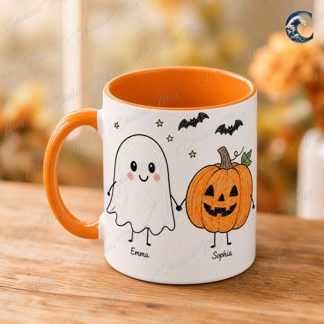 Personalized Halloween Kids Mug, Best Friend Coffee Mug, Pumpkin Ghost Squad Mug, Trick or Treat Mug, Halloween Party Gift