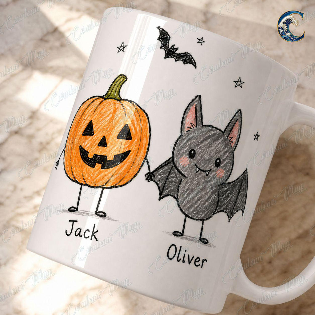 Personalized Halloween Kids Mug, Best Friend Coffee Mug, Pumpkin Ghost Squad Mug, Trick or Treat Mug, Halloween Party Gift