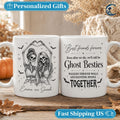 Personalized Skeleton Besties Mug, Ghost Besties Coffee Mug, Heart Hands Bestie Mug, Halloween Friend Quote Mug, Spooky Season Gift