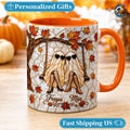 Personalized Ghost Twins Mug, Fall Leaves Stained Glass Coffee Mug, Heart Sunglasses Ghost Mug, Autumn Bestie Swing Mug, Autumn Bestie Gift