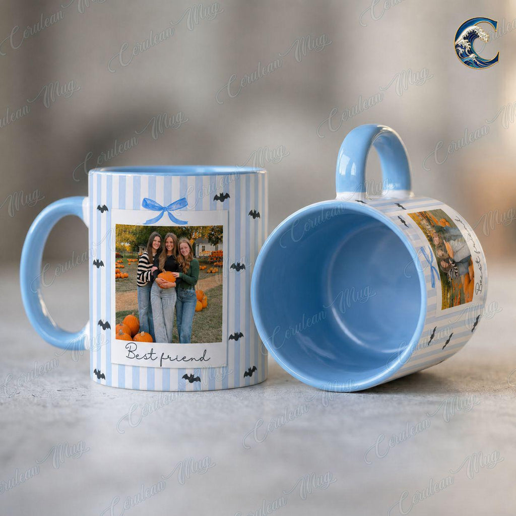 Personalized Photo Bestie Mug, Custom Picture Coffee Mug, Halloween Polaroid Photo Mug, Forever Friends Photo Mug, Best Friend Gift